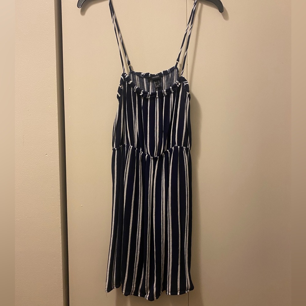 Navy & White Striped Dress